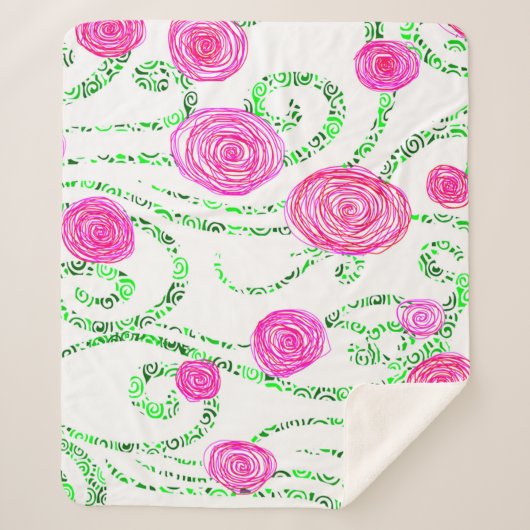 Couverture Sherpa Vignes vert et rose (Devant)