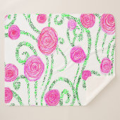 Couverture Sherpa Vignes vert et rose (Devant (Horizontal))