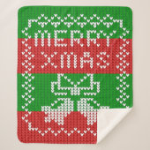 Couverture Sherpa Vilain pull motif sonnettes Joyeux fils Xmas (Devant)