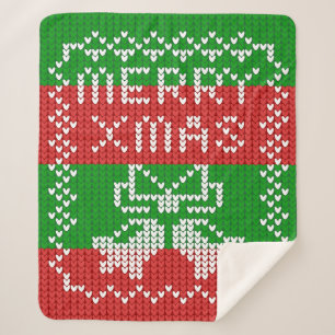 Couverture Sherpa Vilain pull motif sonnettes Joyeux fils Xmas