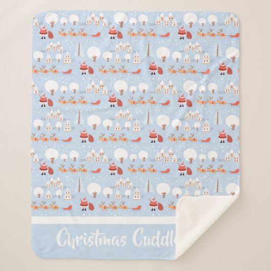 Couverture Sherpa Village de Noël de Père Noël Festive et Rindeer am (Devant)