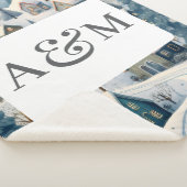 Couverture Sherpa Village d'hiver avec double monogramme (3/4)