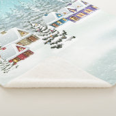 Couverture Sherpa Village paysage d'hiver avec maisons couvertes de  (3/4)