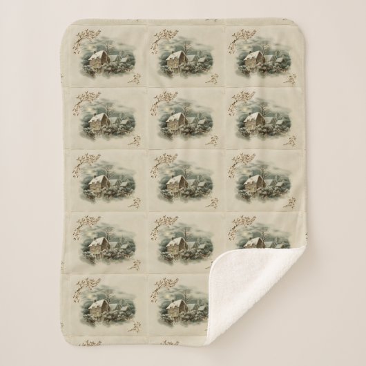 Couverture Sherpa Ville vintage en hiver (Devant)