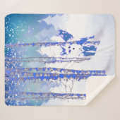 Couverture Sherpa Vin mignon Hiver Forêt de neige Bleu Arbres (Devant (Horizontal))