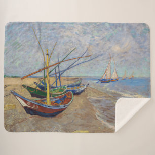 Couverture Sherpa Vincent van Gogh - Bateaux de pêche sur la plage