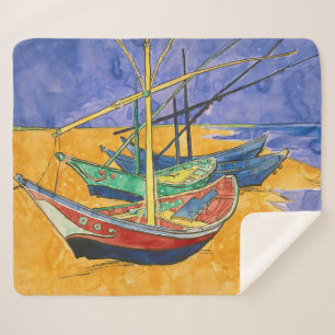 Couverture Sherpa Vincent van Gogh - Bateaux de pêche sur la plage