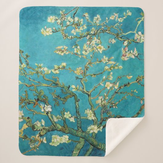 Couverture Sherpa Vincent Van Gogh Blossoming Almond Tree Floral Art (Devant)