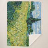 Couverture Sherpa Vincent van Gogh - Champ de blé vert avec Cypress (Devant)