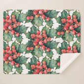 Couverture Sherpa Vintage aquarelle sainte baies feuilles (Devant (Horizontal))
