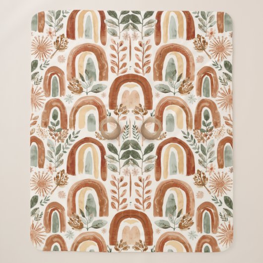 Couverture Sherpa Vintage Boho Arc-en-ciel  (Devant)