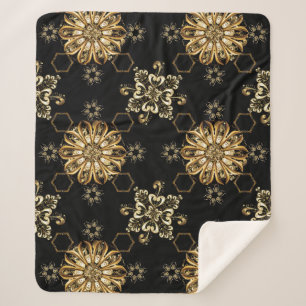 Couverture Sherpa Vintage Classique : Oriental Doré Sans Seamless.