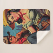 Couverture Sherpa Vintage Cowboy et Cowgirl (Devant (Horizontal))