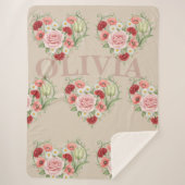 Couverture Sherpa Vintage Floral Heart Personalized Name (Devant)