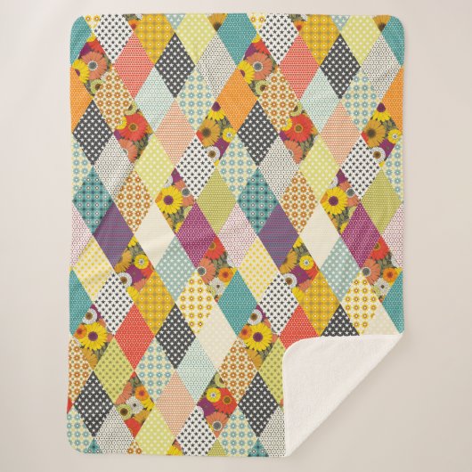 Couverture Sherpa vintage floral patchwork quilt (Devant)