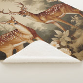 Couverture Sherpa Vintage Forêt Florale Cerf (3/4)