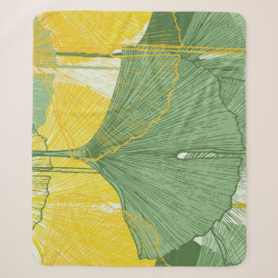 Couverture Sherpa Vintage Ginkgo Biloba : Feuilles tropicaux