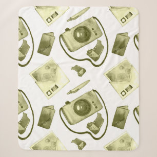 Couverture Sherpa Vintage hipster sepia motif consistant
