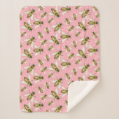 Couverture Sherpa Vintage Illustré Motif d'abeilles rose Peach (Devant)
