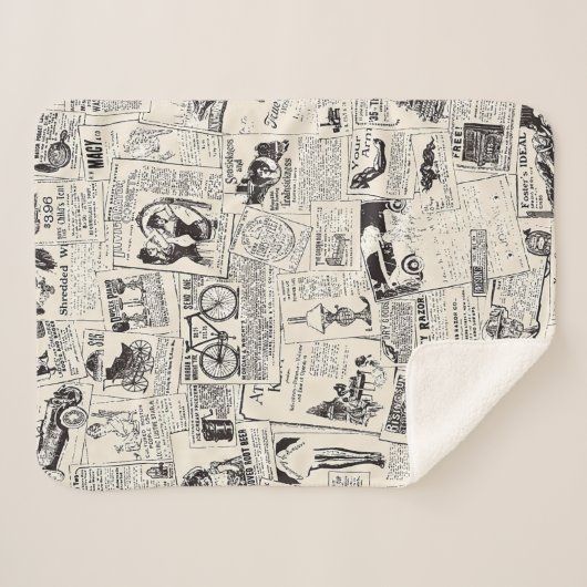 Couverture Sherpa Vintage Newspaper (Devant (Horizontal))