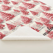 Couverture Sherpa Vintage Noël Nom personnalisé Rose & Rouge (3/4)