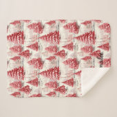 Couverture Sherpa Vintage Noël Nom personnalisé Rose & Rouge (Devant (Horizontal))
