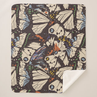 Couverture Sherpa Vintage papillons surface motif. Coloré, t