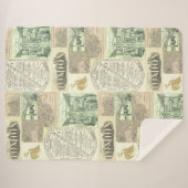 Couverture Sherpa Vintage Railroad Newspaper Publicités Collage (Devant (Horizontal))