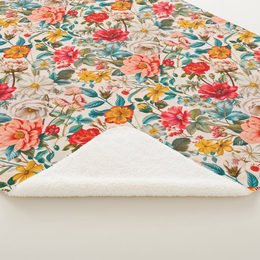 Couverture Sherpa Vintage Spring Floral Seamless Pattern (3/4)