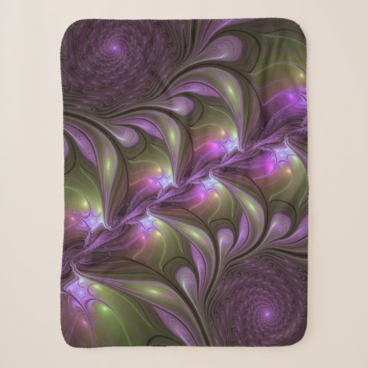 Couverture Sherpa Violet Abstrait violet violet kaki fractal (Devant)