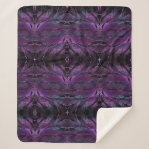 Couverture Sherpa Violet bleu violet couleur noire texture de plume