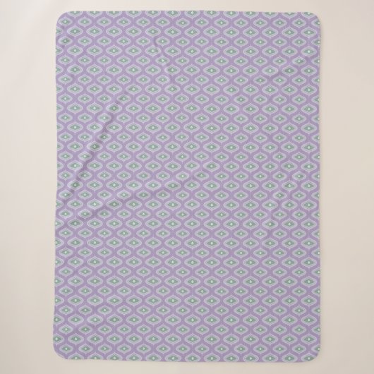 Couverture Sherpa Violet et Vert Bohème Courbes Mu (Devant)