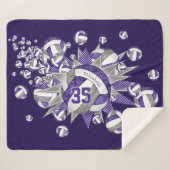 Couverture Sherpa violet gris filles sport étoile volley-ball souffl (Devant (Horizontal))
