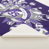 Couverture Sherpa violet gris girly volleyballs étoiles personnalisé (3/4)
