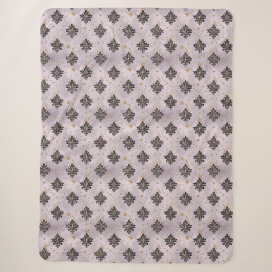 Couverture Sherpa Violet Noir Or Abstrait (Devant)