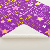 Couverture Sherpa Violet rose jaune filles nom étoiles motif (3/4)