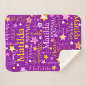 Couverture Sherpa Violet rose jaune filles nom étoiles motif (Devant (Horizontal))