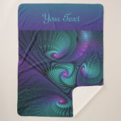 Couverture Sherpa Violet Turquoise moderne abstrait Fractal Art Text (Devant)