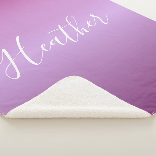 Couverture Sherpa Violet violet et script blanc personnalisé (3/4)