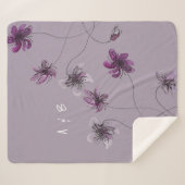 Couverture Sherpa Violets sauvages Aquarelle Monogrammé peint à la m (Devant (Horizontal))