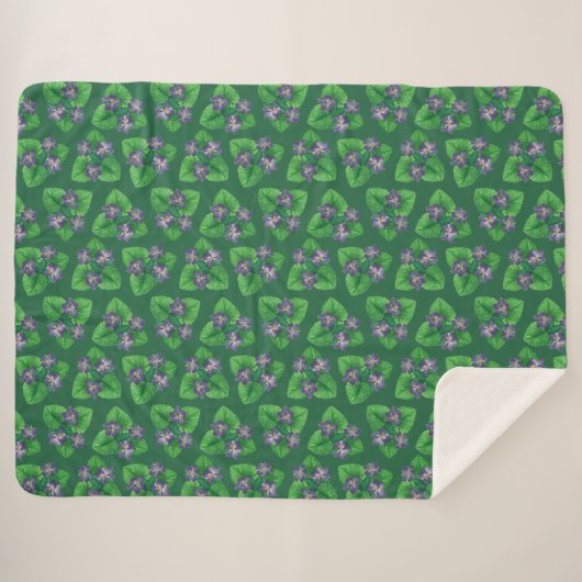 Couverture Sherpa Violets sur vert émeraude (Devant (Horizontal))