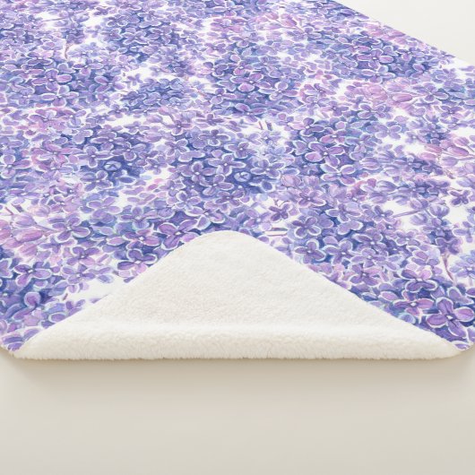 Couverture Sherpa Violette aquarelle fleurs lilas (3/4)