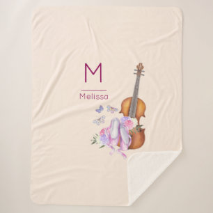 Couverture Sherpa Violon, chaussures de ballet et papillons Monogram