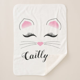 Couverture Sherpa Visage de chat glamour
