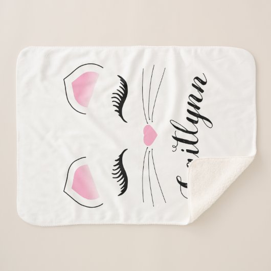 Couverture Sherpa Visage de chat glamour (Devant (Horizontal))