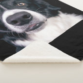 Couverture Sherpa Visage de chien noir et blanc (3/4)