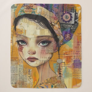 Couverture Sherpa Visage de collage de scrapbook vintage (4)