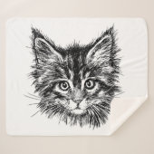Couverture Sherpa Visage de Kitten noir et blanc (Devant (Horizontal))