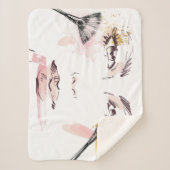 Couverture Sherpa Visage de maquillage d'aquarelle (Devant)