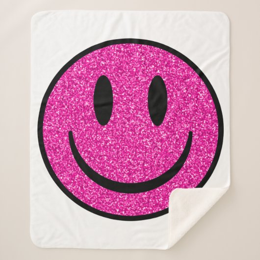 Couverture Sherpa Visage de sourire rose Parties scintillant (Devant)
